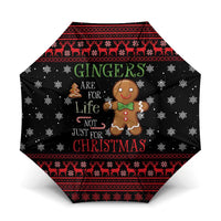 Funny Gingerbread Christmas Umbrella Hoodie with Gingers Are for Life Quote and Snowflake Pattern - Wonder Print Shop