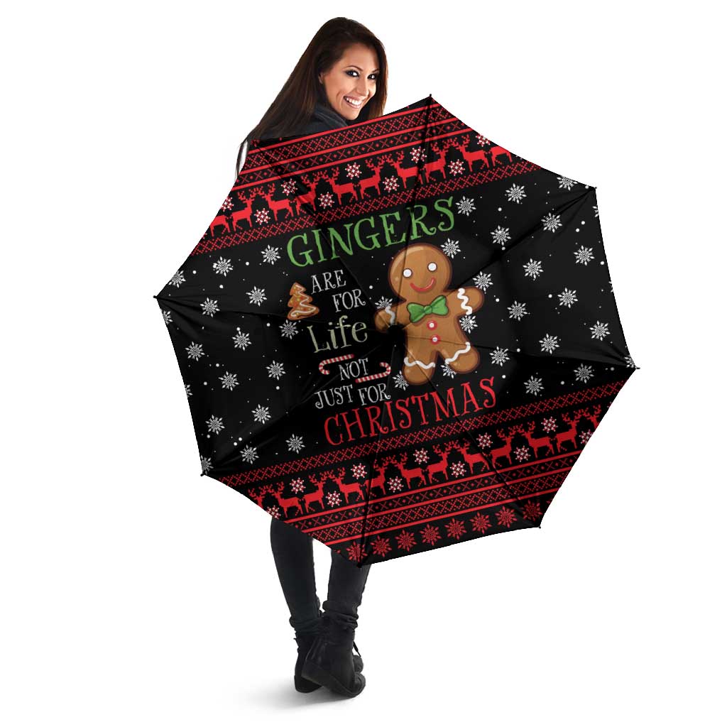 Funny Gingerbread Christmas Umbrella Hoodie with Gingers Are for Life Quote and Snowflake Pattern - Wonder Print Shop