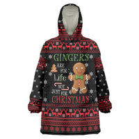 Funny Gingerbread Christmas Wearable Blanket Hoodie Hoodie with Gingers Are for Life Quote and Snowflake Pattern - Wonder Print Shop