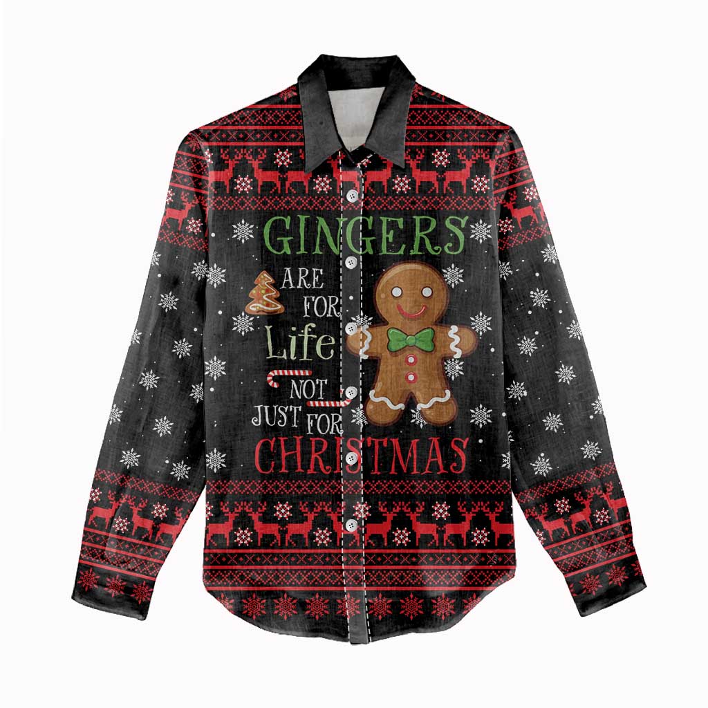 Funny Gingerbread Christmas Women Casual Shirt Hoodie with Gingers Are for Life Quote and Snowflake Pattern - Wonder Print Shop