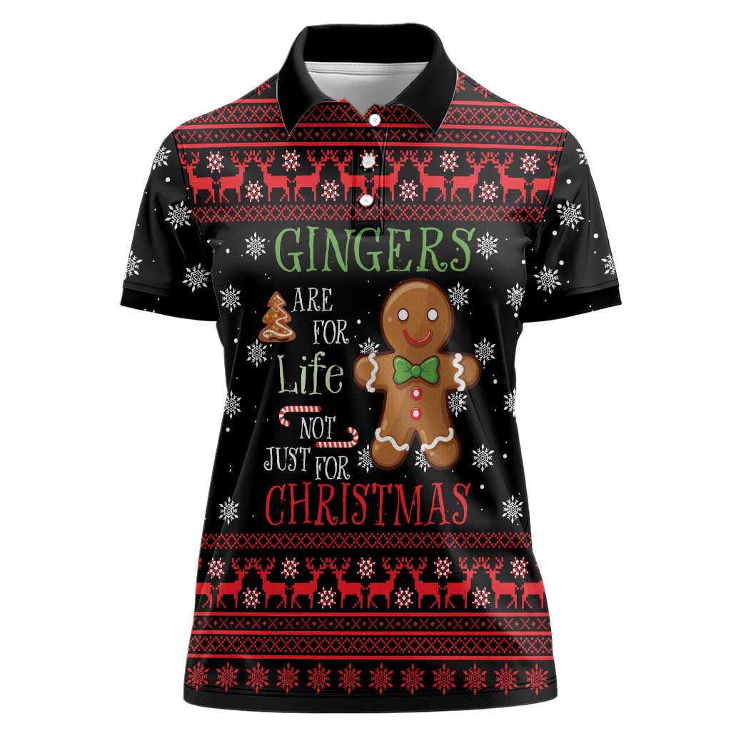 Funny Gingerbread Christmas Women Polo Shirt Hoodie with Gingers Are for Life Quote and Snowflake Pattern - Wonder Print Shop