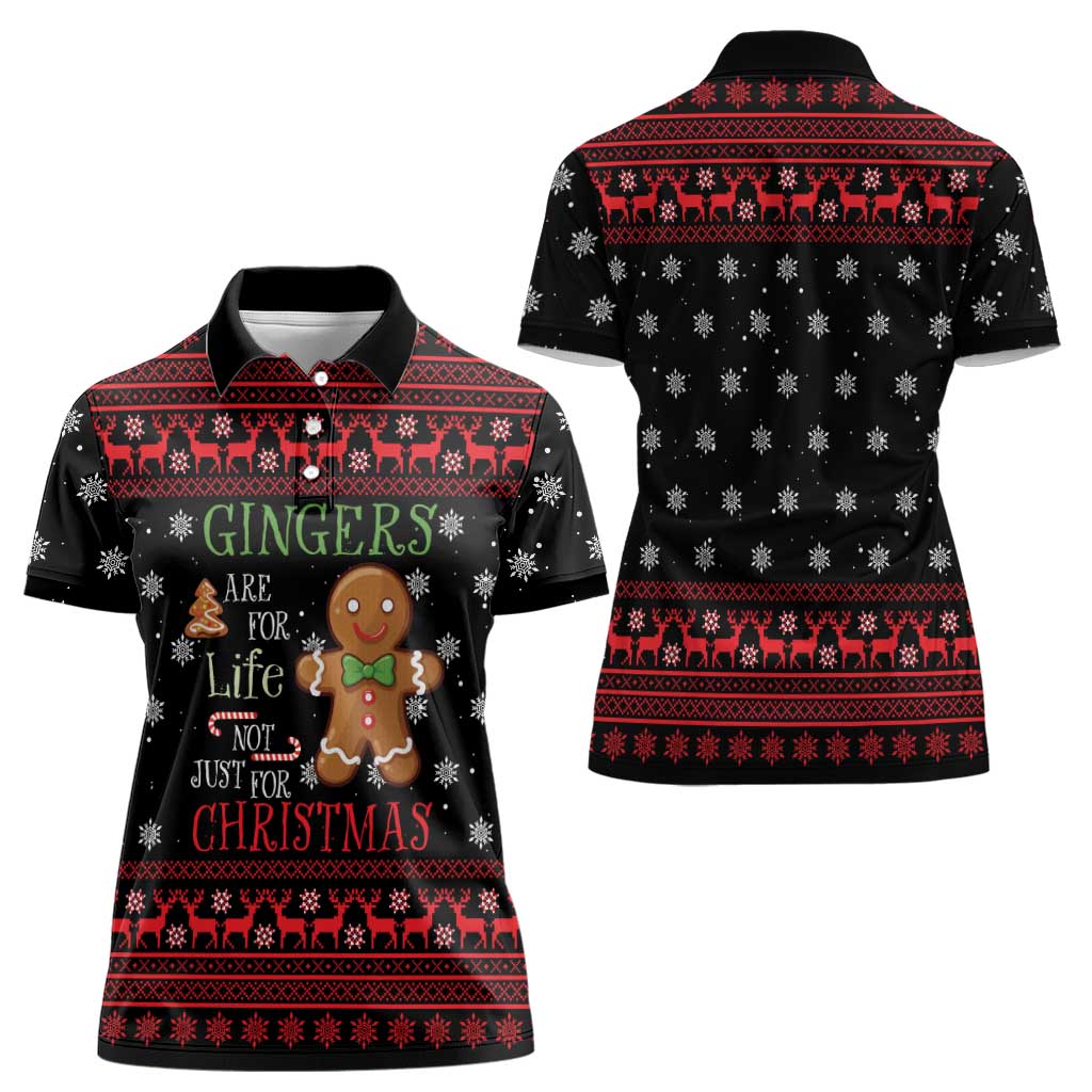 Funny Gingerbread Christmas Women Polo Shirt Hoodie with Gingers Are for Life Quote and Snowflake Pattern - Wonder Print Shop