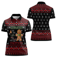Funny Gingerbread Christmas Women Polo Shirt Hoodie with Gingers Are for Life Quote and Snowflake Pattern - Wonder Print Shop