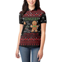Funny Gingerbread Christmas Women Polo Shirt Hoodie with Gingers Are for Life Quote and Snowflake Pattern - Wonder Print Shop