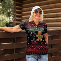 Funny Gingerbread Christmas Women Polo Shirt Hoodie with Gingers Are for Life Quote and Snowflake Pattern - Wonder Print Shop