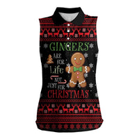 Funny Gingerbread Christmas Women Sleeveless Polo Shirt Hoodie with Gingers Are for Life Quote and Snowflake Pattern - Wonder Print Shop