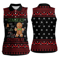Funny Gingerbread Christmas Women Sleeveless Polo Shirt Hoodie with Gingers Are for Life Quote and Snowflake Pattern - Wonder Print Shop