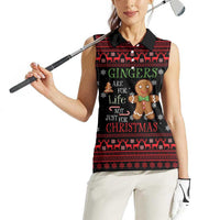 Funny Gingerbread Christmas Women Sleeveless Polo Shirt Hoodie with Gingers Are for Life Quote and Snowflake Pattern - Wonder Print Shop