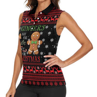 Funny Gingerbread Christmas Women Sleeveless Polo Shirt Hoodie with Gingers Are for Life Quote and Snowflake Pattern - Wonder Print Shop