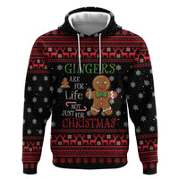 Funny Gingerbread Christmas Zip Hoodie Hoodie with Gingers Are for Life Quote and Snowflake Pattern - Wonder Print Shop