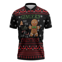 Funny Gingerbread Christmas Zipper Polo Shirt Hoodie with Gingers Are for Life Quote and Snowflake Pattern - Wonder Print Shop