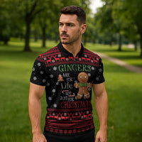 Funny Gingerbread Christmas Zipper Polo Shirt Hoodie with Gingers Are for Life Quote and Snowflake Pattern - Wonder Print Shop