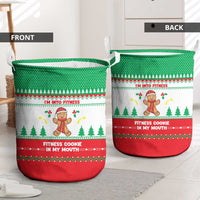 Funny Fitness Cookie Christmas Laundry Basket with Gingerbread Design and Holiday Pattern - Wonder Print Shop