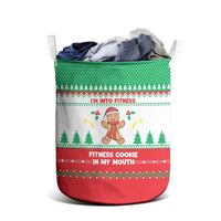 Funny Fitness Cookie Christmas Laundry Basket with Gingerbread Design and Holiday Pattern - Wonder Print Shop