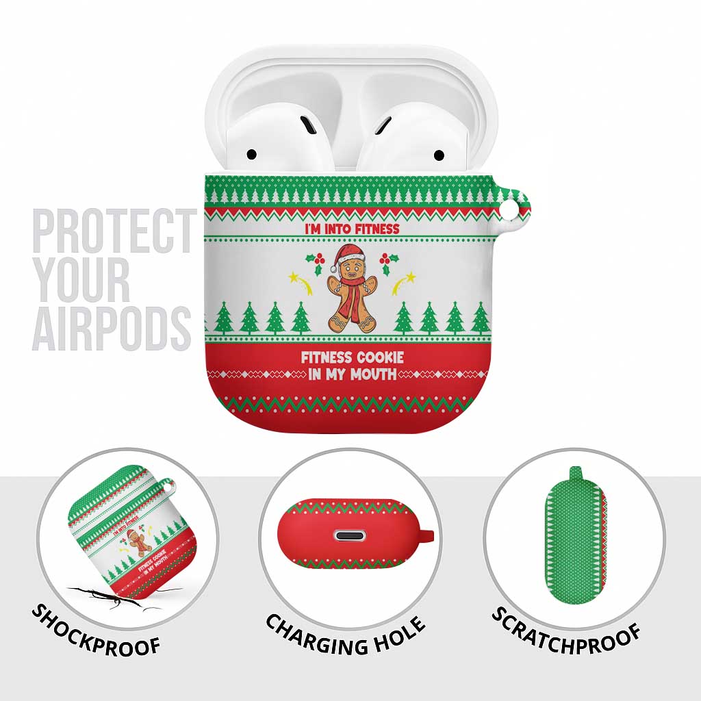 Funny Fitness Cookie Christmas AirPods Case with Gingerbread Design and Holiday Pattern - Wonder Print Shop