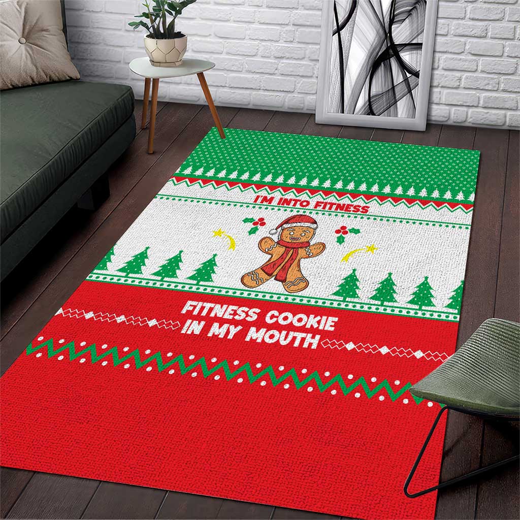 Funny Fitness Cookie Christmas Area Rug with Gingerbread Design and Holiday Pattern - Wonder Print Shop