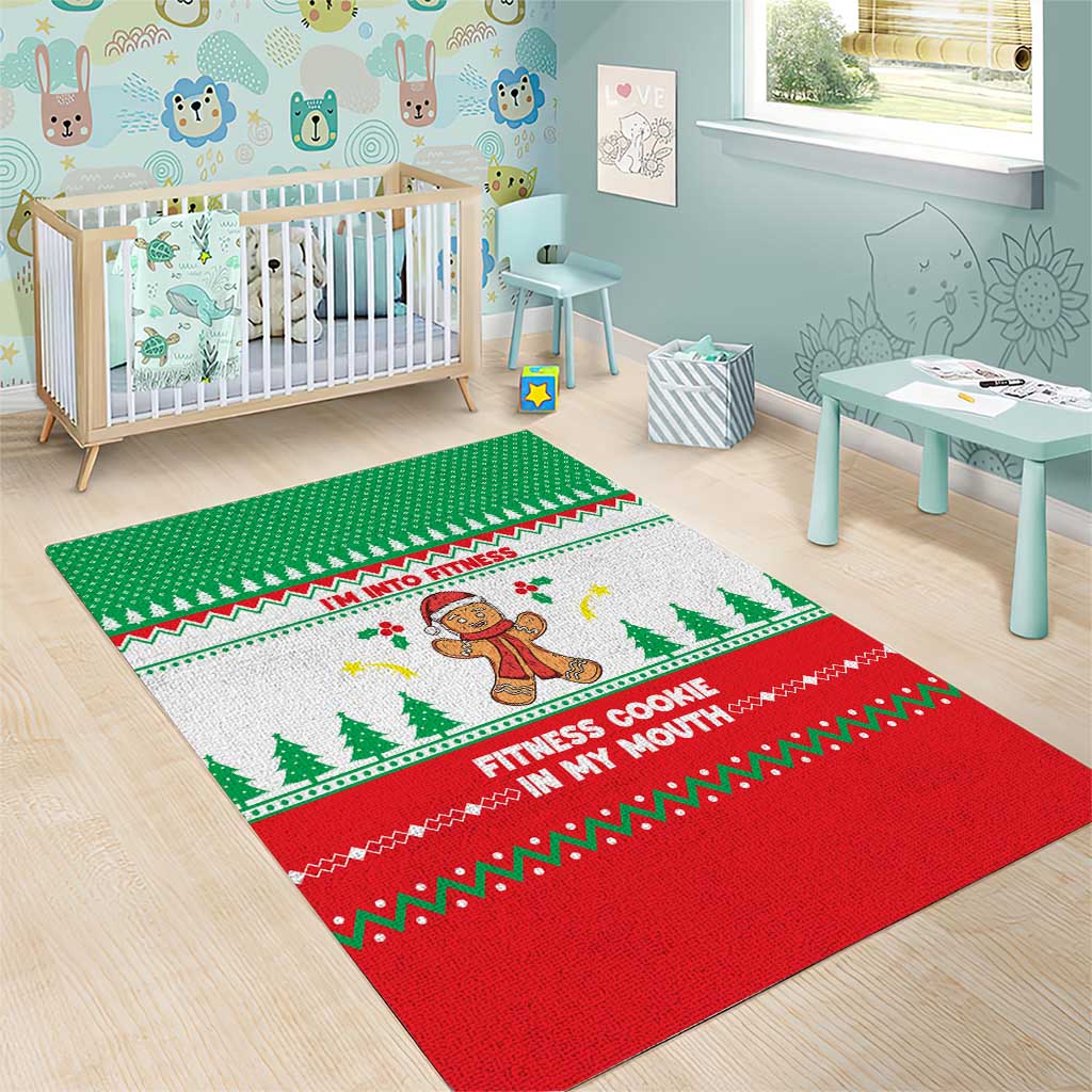 Funny Fitness Cookie Christmas Area Rug with Gingerbread Design and Holiday Pattern - Wonder Print Shop