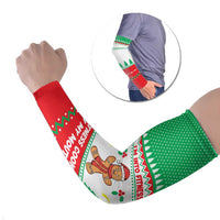 Funny Fitness Cookie Christmas Arm Sleeves with Gingerbread Design and Holiday Pattern - Wonder Print Shop