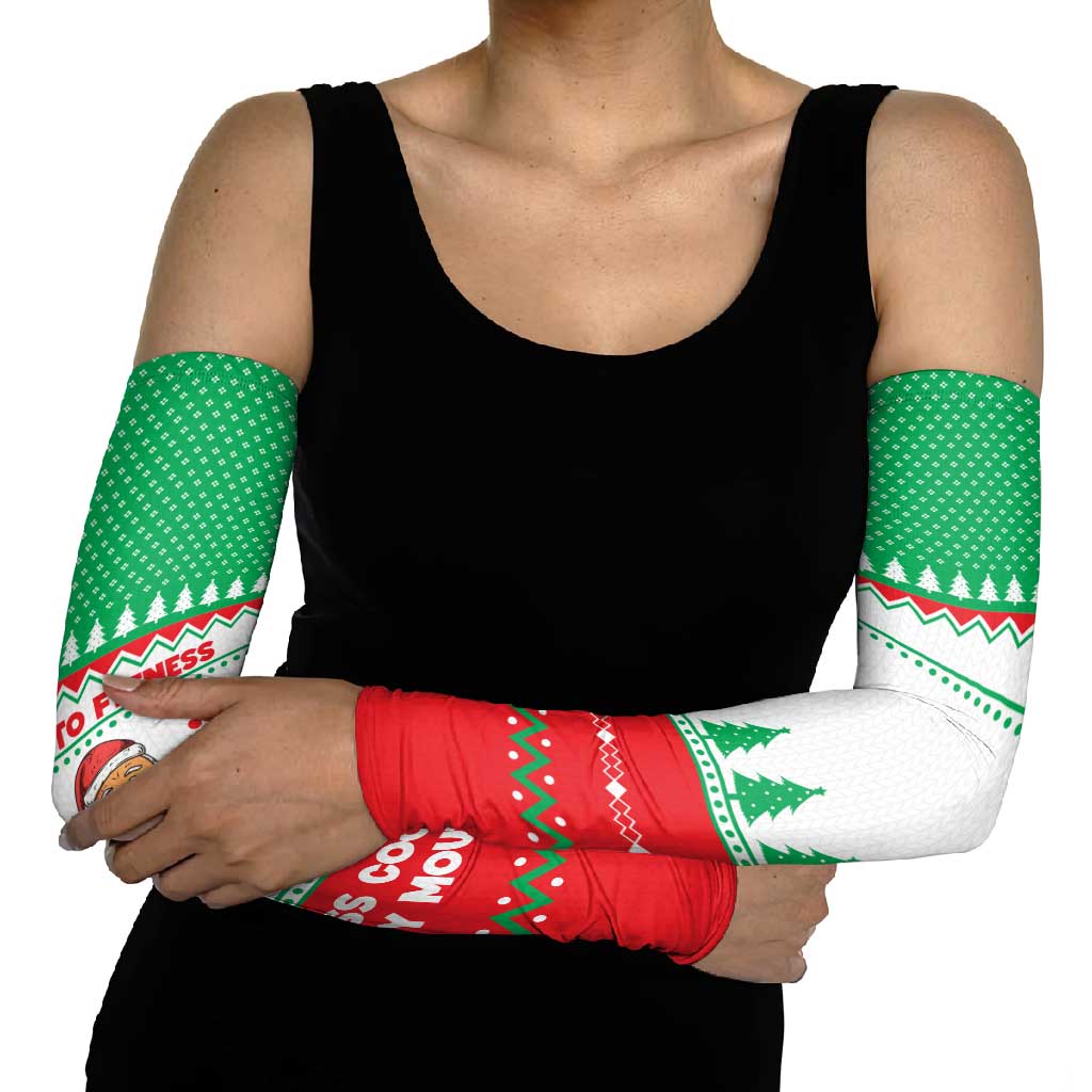 Funny Fitness Cookie Christmas Arm Sleeves with Gingerbread Design and Holiday Pattern - Wonder Print Shop