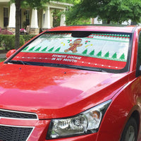 Funny Fitness Cookie Christmas Auto Sun Shade with Gingerbread Design and Holiday Pattern - Wonder Print Shop