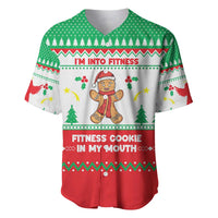 Funny Fitness Cookie Christmas Baseball Jersey with Gingerbread Design and Holiday Pattern - Wonder Print Shop