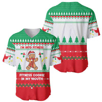 Funny Fitness Cookie Christmas Baseball Jersey with Gingerbread Design and Holiday Pattern - Wonder Print Shop