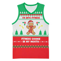 Funny Fitness Cookie Christmas Basketball Jersey with Gingerbread Design and Holiday Pattern - Wonder Print Shop