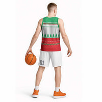 Funny Fitness Cookie Christmas Basketball Jersey with Gingerbread Design and Holiday Pattern - Wonder Print Shop