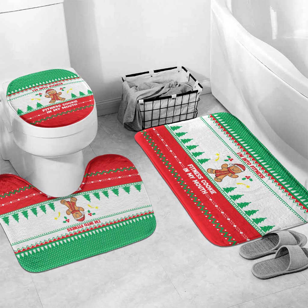 Funny Fitness Cookie Christmas Bathroom Set with Gingerbread Design and Holiday Pattern - Wonder Print Shop
