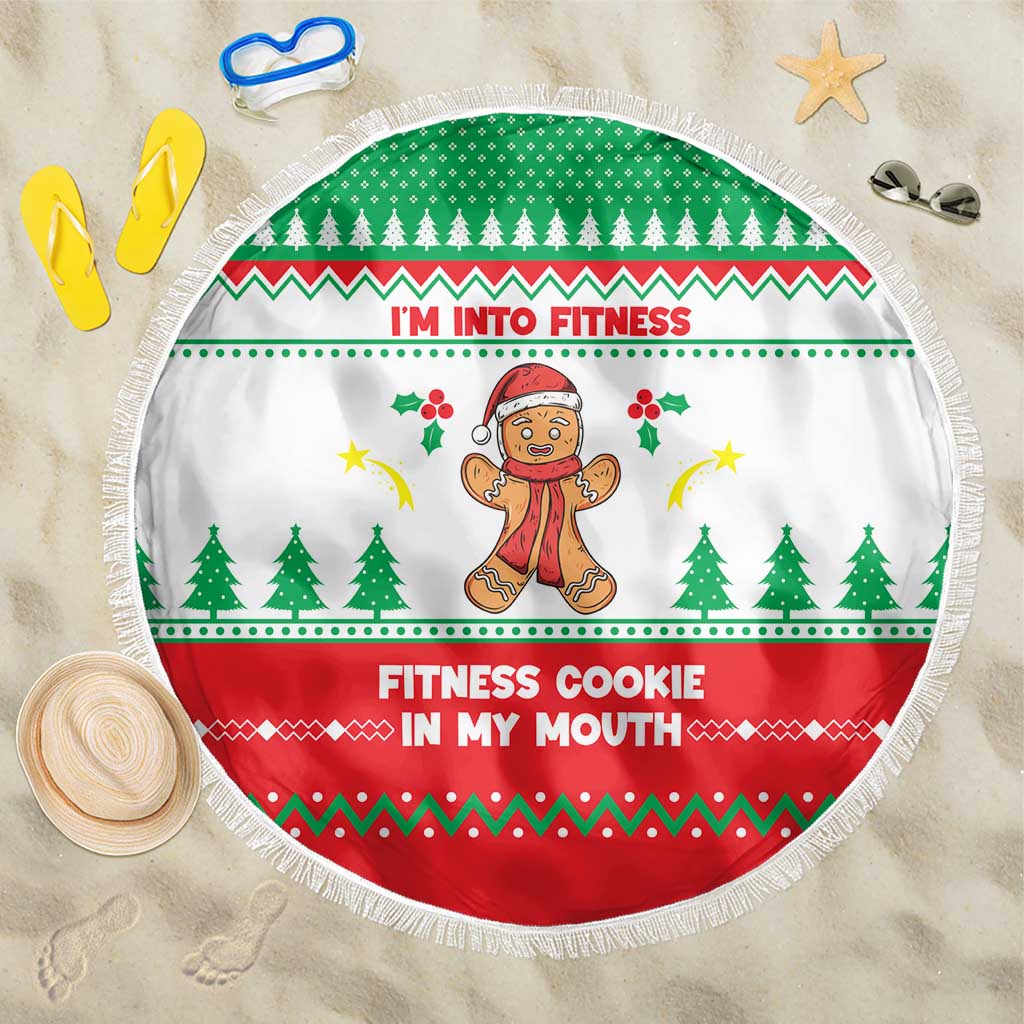Funny Fitness Cookie Christmas Beach Blanket with Gingerbread Design and Holiday Pattern - Wonder Print Shop