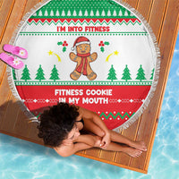 Funny Fitness Cookie Christmas Beach Blanket with Gingerbread Design and Holiday Pattern - Wonder Print Shop