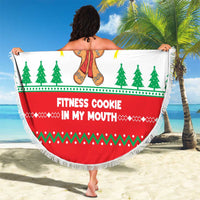 Funny Fitness Cookie Christmas Beach Blanket with Gingerbread Design and Holiday Pattern - Wonder Print Shop