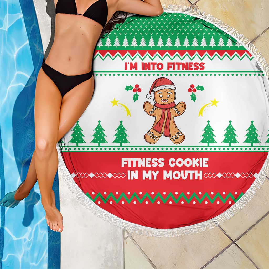 Funny Fitness Cookie Christmas Beach Blanket with Gingerbread Design and Holiday Pattern - Wonder Print Shop