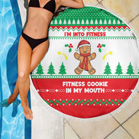 Funny Fitness Cookie Christmas Beach Blanket with Gingerbread Design and Holiday Pattern - Wonder Print Shop
