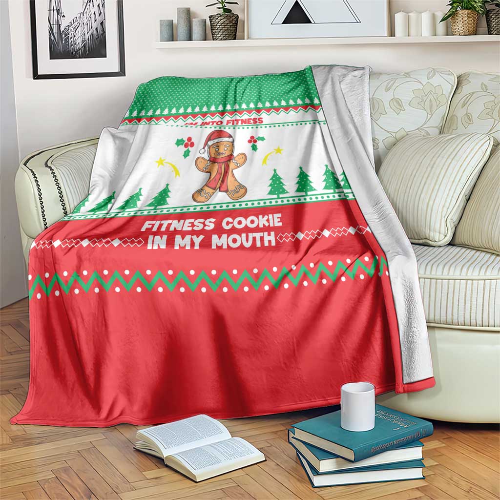 Funny Fitness Cookie Christmas Blanket with Gingerbread Design and Holiday Pattern - Wonder Print Shop
