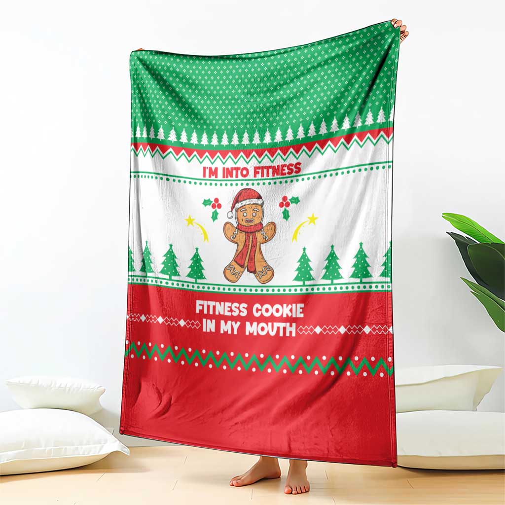 Funny Fitness Cookie Christmas Blanket with Gingerbread Design and Holiday Pattern - Wonder Print Shop