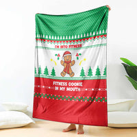 Funny Fitness Cookie Christmas Blanket with Gingerbread Design and Holiday Pattern - Wonder Print Shop