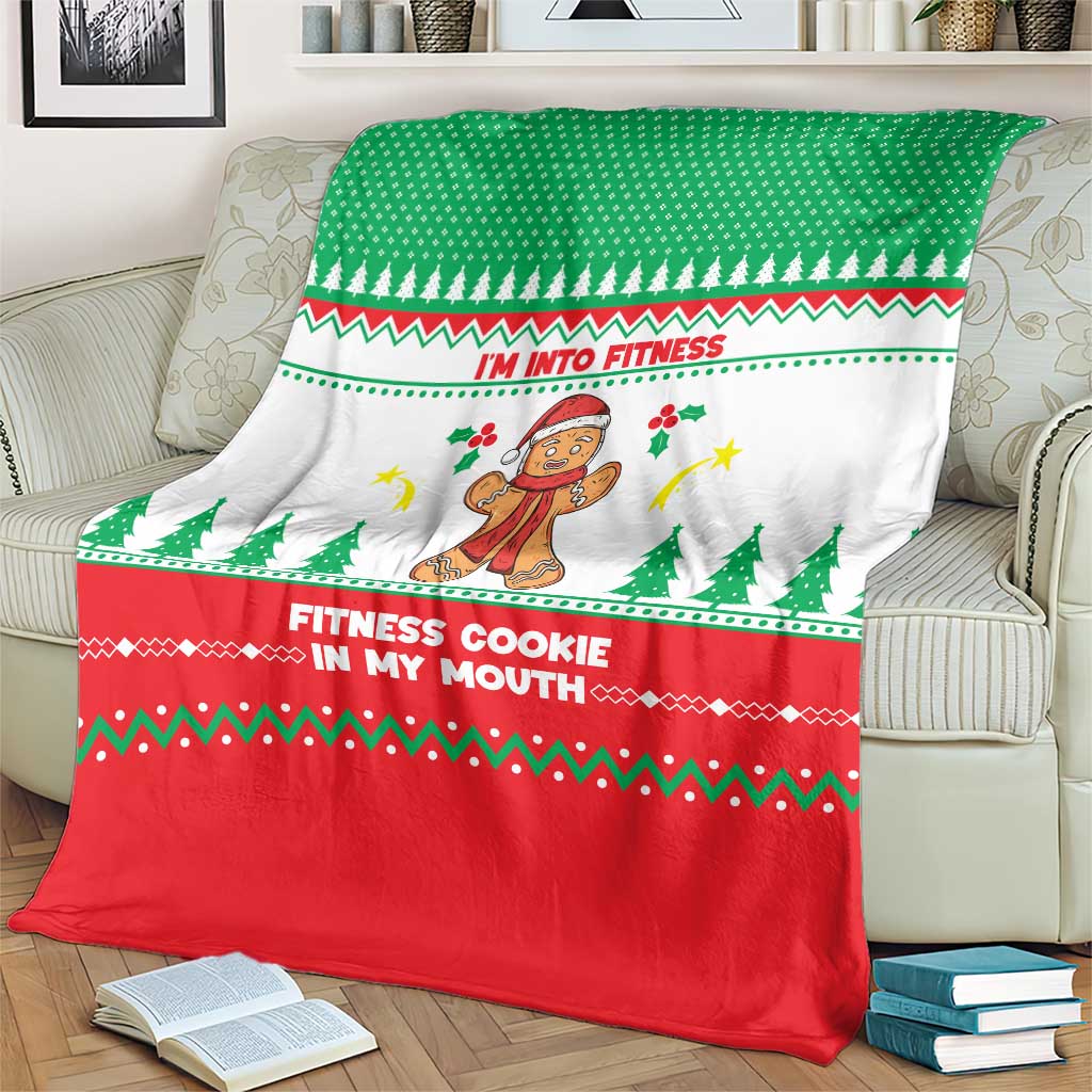 Funny Fitness Cookie Christmas Blanket with Gingerbread Design and Holiday Pattern - Wonder Print Shop