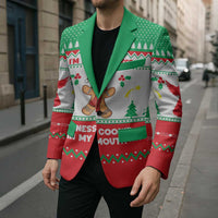 Funny Fitness Cookie Christmas Blazer with Gingerbread Design and Holiday Pattern - Wonder Print Shop