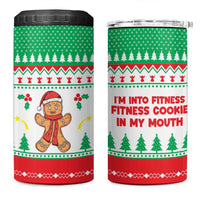 Funny Fitness Cookie Christmas 4 in 1 Can Cooler Tumbler with Gingerbread Design and Holiday Pattern - Wonder Print Shop