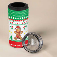 Funny Fitness Cookie Christmas 4 in 1 Can Cooler Tumbler with Gingerbread Design and Holiday Pattern - Wonder Print Shop