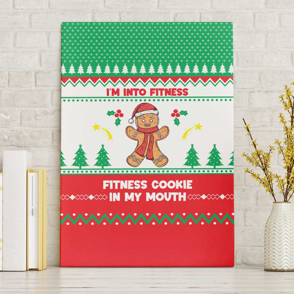 Funny Fitness Cookie Christmas Canvas Wall Art with Gingerbread Design and Holiday Pattern - Wonder Print Shop