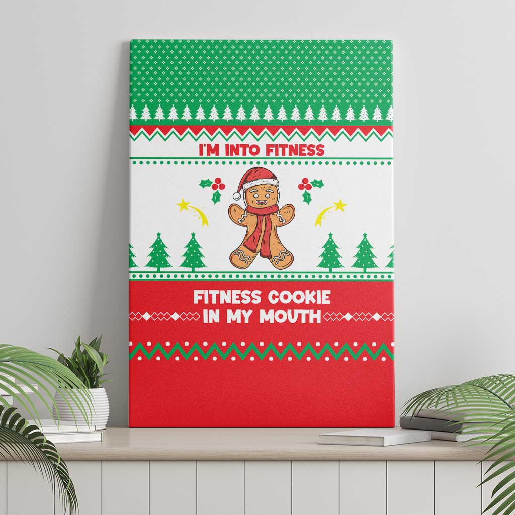 Funny Fitness Cookie Christmas Canvas Wall Art with Gingerbread Design and Holiday Pattern - Wonder Print Shop