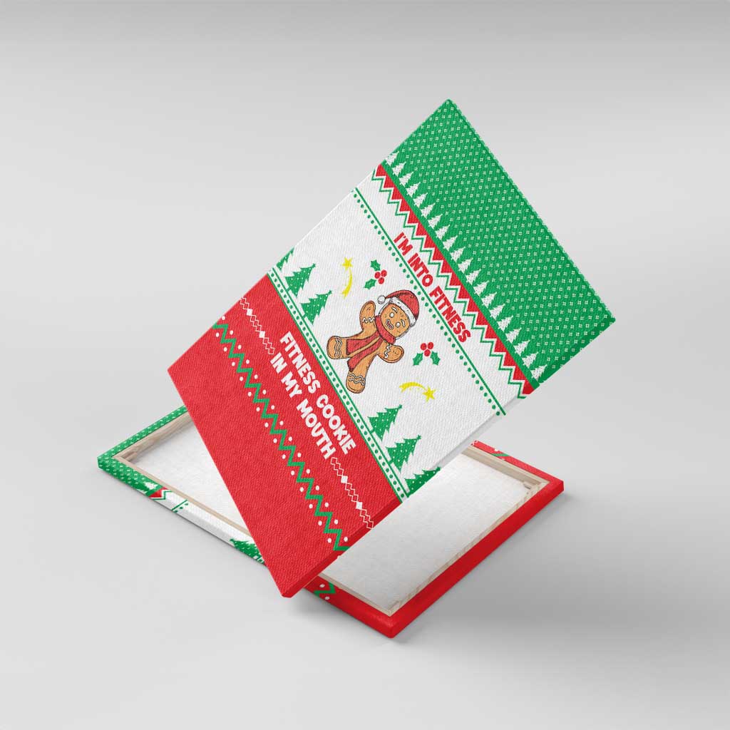 Funny Fitness Cookie Christmas Canvas Wall Art with Gingerbread Design and Holiday Pattern - Wonder Print Shop