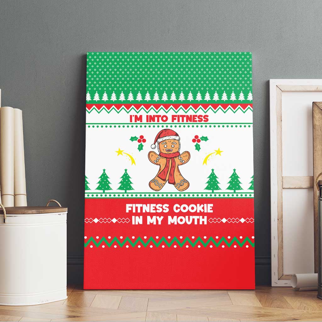 Funny Fitness Cookie Christmas Canvas Wall Art with Gingerbread Design and Holiday Pattern - Wonder Print Shop
