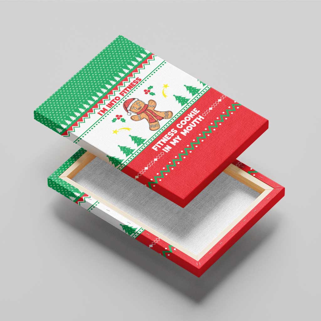 Funny Fitness Cookie Christmas Canvas Wall Art with Gingerbread Design and Holiday Pattern - Wonder Print Shop