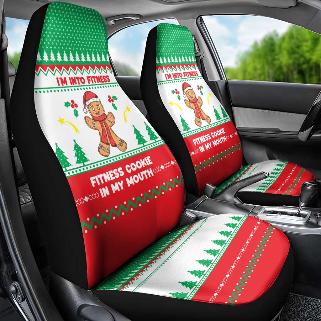 Funny Fitness Cookie Christmas Car Seat Cover with Gingerbread Design and Holiday Pattern - Wonder Print Shop