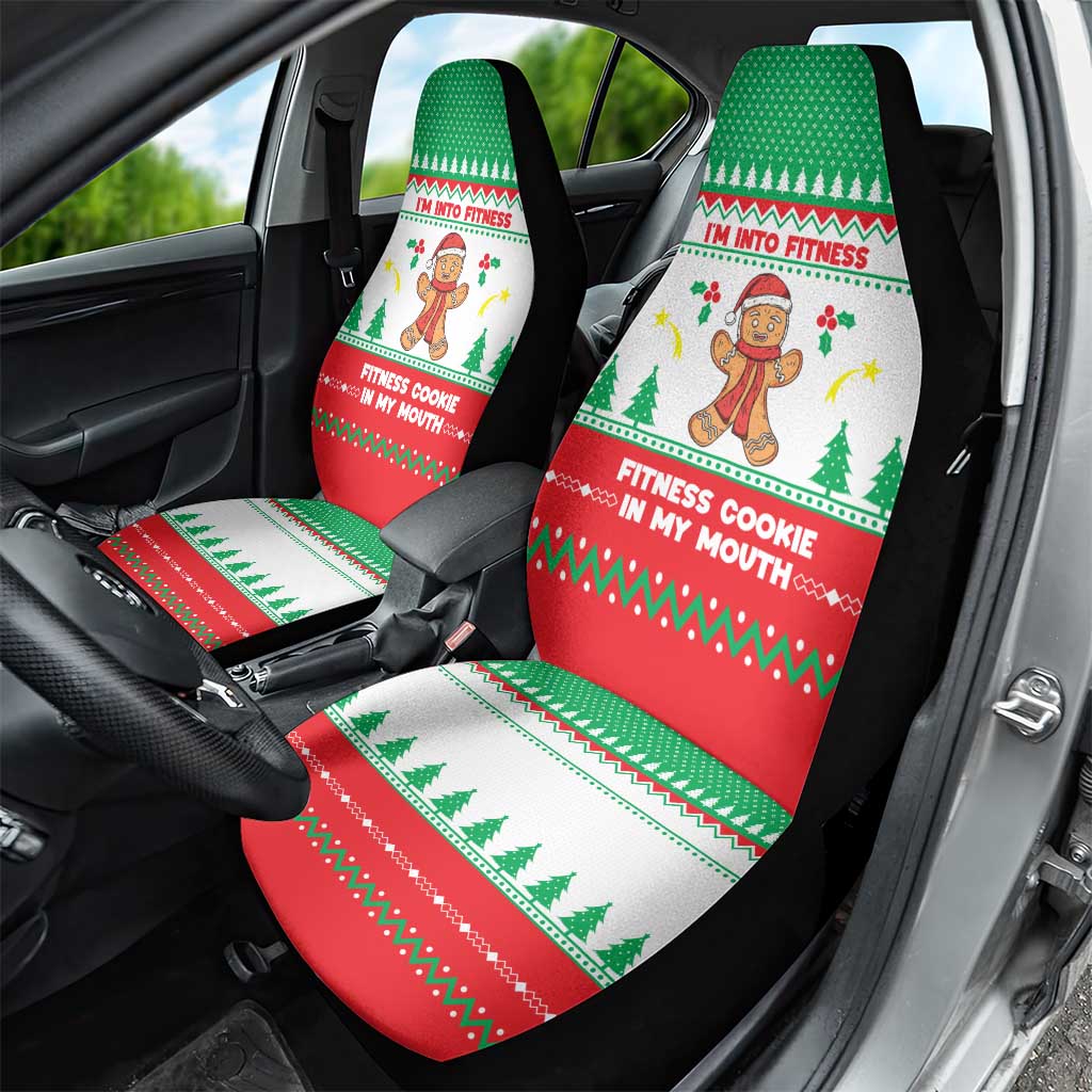 Funny Fitness Cookie Christmas Car Seat Cover with Gingerbread Design and Holiday Pattern - Wonder Print Shop