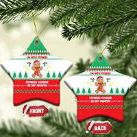 Funny Fitness Cookie Christmas Ceramic Ornament with Gingerbread Design and Holiday Pattern - Wonder Print Shop