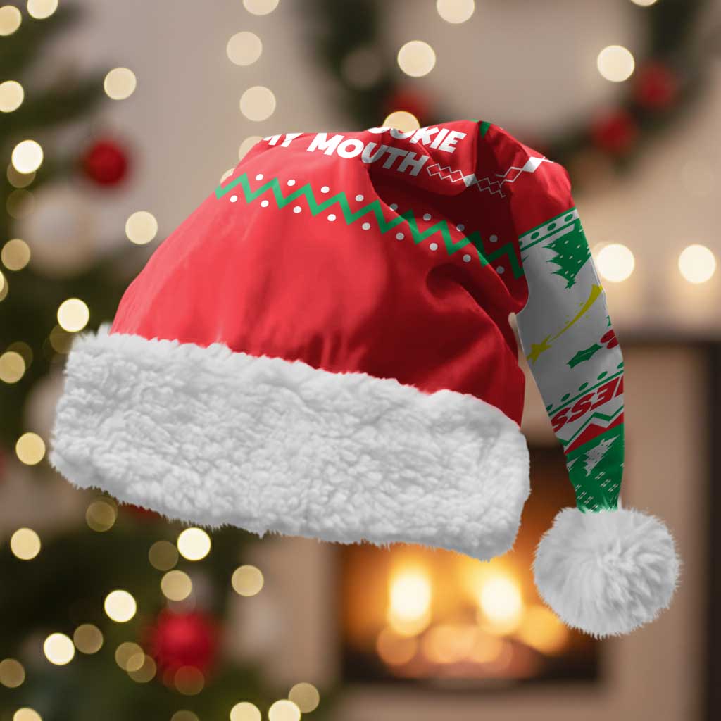 Funny Fitness Cookie Christmas Santa Hat with Gingerbread Design and Holiday Pattern - Wonder Print Shop